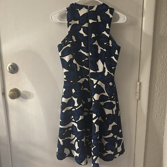 Banana Republic Blue Leaf Floral Printed High Low Dress 0 Wedding Retrogirl Glam - Picture 6 of 12